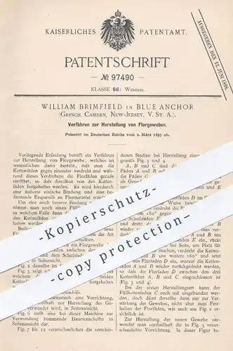 original Patent - William Brimfield , Blue Anchor , Camden , New Jersey , USA 1897 , Florgewebe | Flor - Gewebe , Stoff