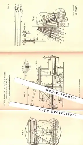 original Patent - Lucien Stephen Crandall , Parish , New York , USA , 1895 , Typenstangen - Schreibmaschine | Druck !!!