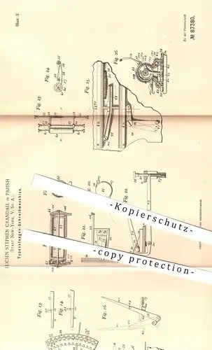 original Patent - Lucien Stephen Crandall , Parish , New York , USA , 1895 , Typenstangen - Schreibmaschine | Druck !!!