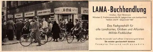 original Werbung - 1942 - LAMA - Buchhandlung , Karl Widmann in München !!!