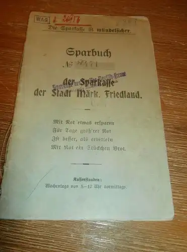 altes Sparbuch Märkisch Friedland / Mirosławiec , 1927 - 1943 , Kurt Meyer , Deutsch Krone , Sparkasse , Bank !!!