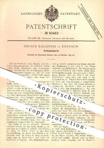 original Patent - Eduard Kallense in Eisenach , 1893 , Auslaugeapparat , Lauge , Laugen , Chemie , Auslaugen !!!