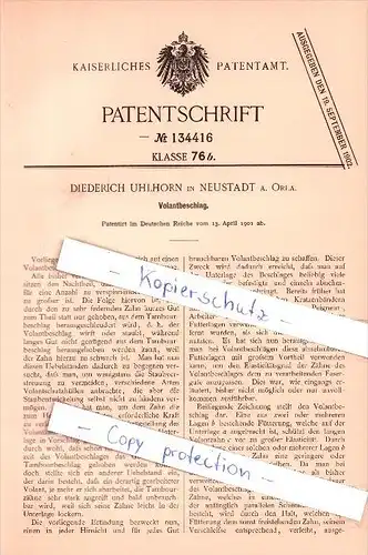 Original Patent   - Diederich Uhlhorn in Neustadt a. Orla , 1901 , Volantbeschlag !!!