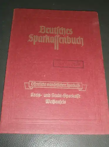 altes Sparbuch Weißenfels , 1945 , Kurt Jacobs in Weißenfels , Major der Schutzpolizei , SS , Sparkasse , Bank !!!