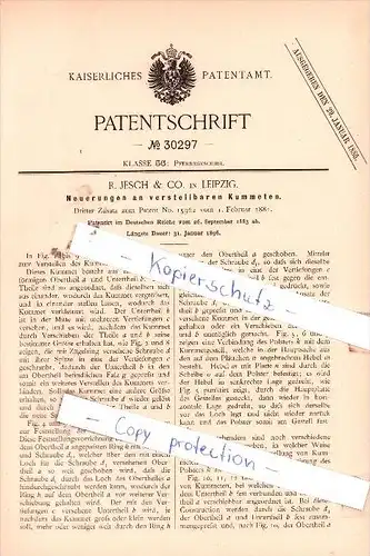 Original Patent  - R. Jesch & Co. in Leipzig , 1883 , Neuerungen an Kummeten !!!