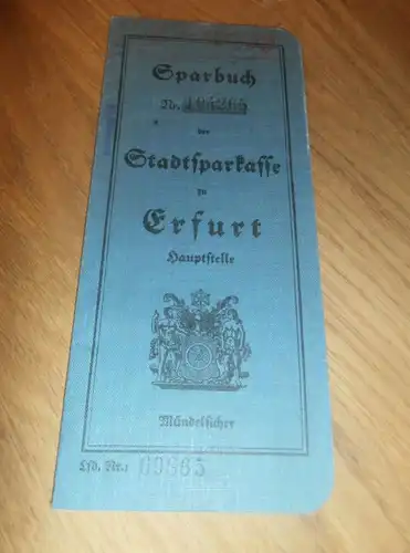 altes Sparbuch Erfurt , 1937 - 1944 , Landré in Erfurt , Sparkasse , Bank !!!