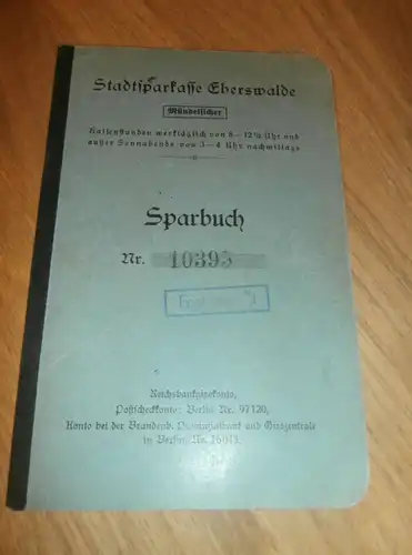 altes Sparbuch Eberswalde , 1935 - 1945 , Walter Willing in Eberswalde , Sparkasse , Bank !!!