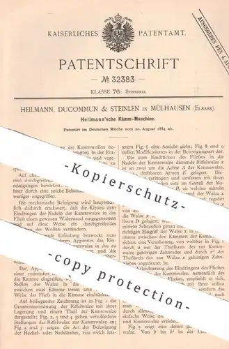 original Patent - Heilmann , Ducommun & Steinlen , Mülhausen , Elsass | 1884 | Kämm - Maschine | Kämmmaschine