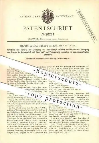 original Patent - Henry de Montessus de Ballore à Lyon , 1883 , Dispositif pour machines à vapeur !!!