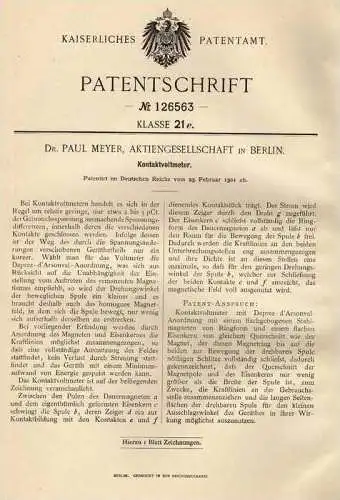 Original Patentschrift - Dr. Paul Meyer in Berlin , Voltmeter , 1901 , Elektriker , Elektrik !!!