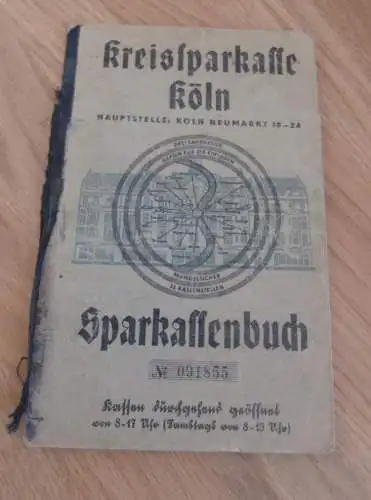 altes Sparbuch Köln , 1937 - 1947 , Maria Wehrmann geb. Keldenich in Köln Lindenthal , Sparkasse , Bank !!