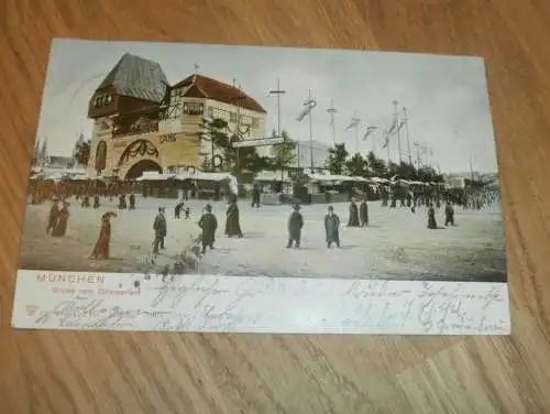 alte AK - Gruss vom Oktoberfest in München 1907 , Ansichtskarte , Postkarte !!