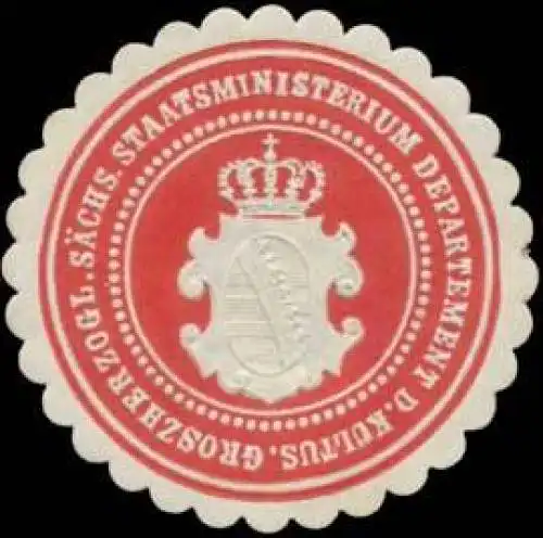 Gr. S. Staatsministerium Departement des Kultus