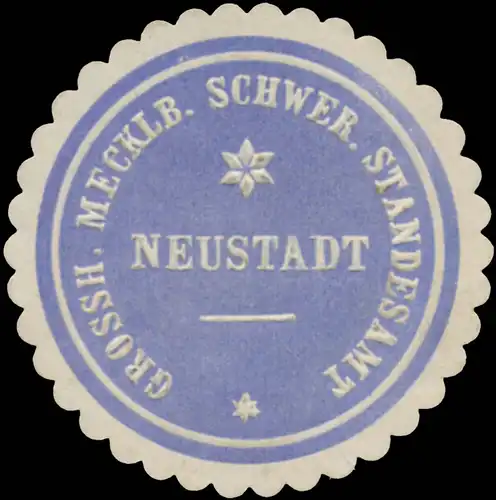 Gr. Mecklenburg. Schwerin. Standesamt Neustadt