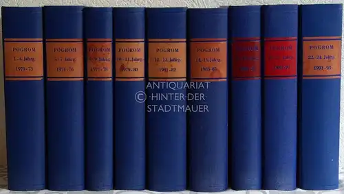 POGROM. (Zeitschrift der Gesellschaft für bedrohte Völker) Jg. 1-24, 1970-1993 in 9 Bänden zusammengebunden. (Einige Nummern FEHLEN, siehe Beschreibung). 