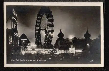 Wien bei Nacht. Prater mit Riesenrad.