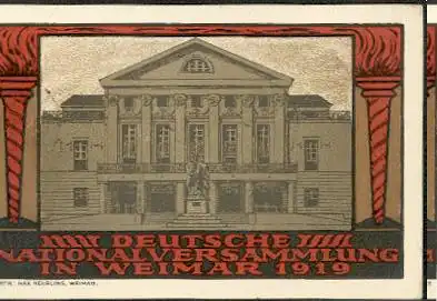 Deutsche Nationalversammlung in Weimar 1919.Offiziele Postkarte.