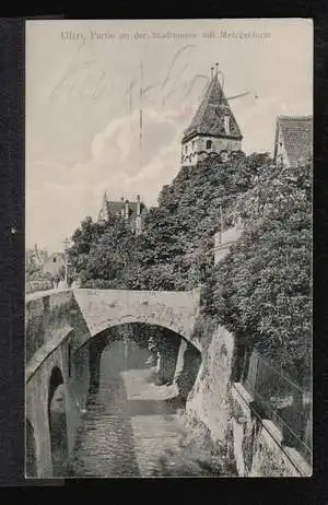 Ulm. Partie an der Stadtmauer mit Metzkerturm