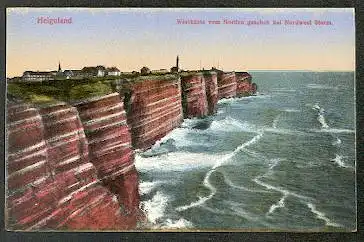 Helgoland. Westküste vom Norden gesehen bei Nordwest Sturm