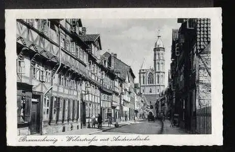 Braunschweig. Weberstrasse mit Andreaskirche.
