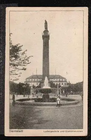 Darmstadt. Ludwigssäule und Olbrichbrunnen