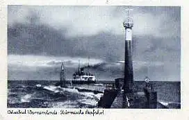 0 Ostseebad Warnemünde. Stürmische Ausfahrt.