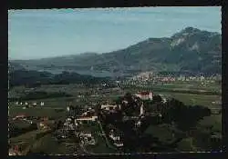 x01747; Gruyeres 11 Vue du Village et du Lac de Gruyers.