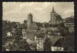 x03539; Bautzen. Die Alte Wasserkunst a.d. Spree, rechts die Michaeliskirche.