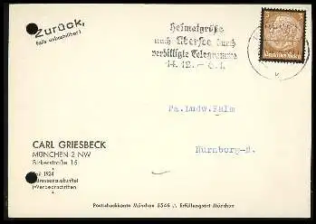 x11400; München. Firmenkarte. Carl Griesbeck. Keine AK.