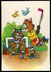 x11465; Hockey spielende Katzen.