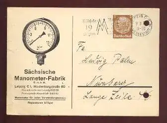 x13835; Leipzig. Sächsische Mumanometer Fabrik. Keine AK. Firmenkarte.