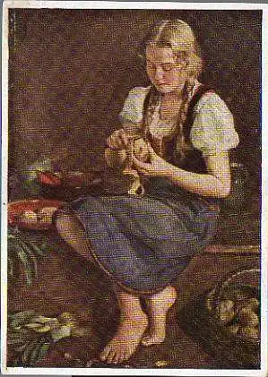 x15070; Hempfing, Wilhelm. Mädchen mit Küchenstilleben. Haus der Deutschen Kunst Nr. 215.