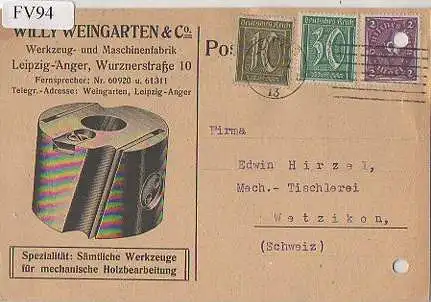 x15694; Firmenkarten; Leipzig Anger. Willy Weingarten& Co. Werkzeug und Maschinenfabrik