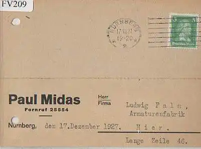 x15809; Firmenkarten; Nürnberg Paul Midas