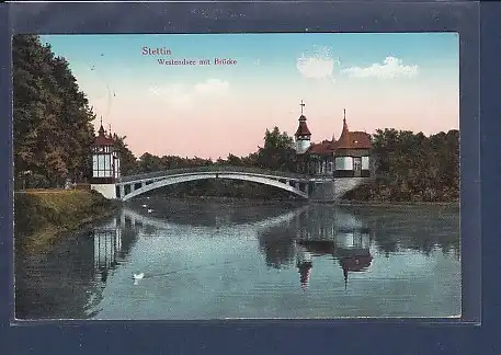 AK Stettin Westendsee mit Brücke 1916