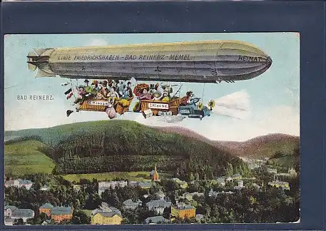 AK Bad Reinerz Linie Friedrichshagen-Bad Reinerz-Memel 1917 Zeppelin