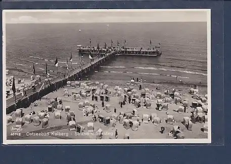 AK Ostseebad Kolberg - Strand u. Seesteg 1932