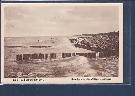 AK See- u. Solbad Kolberg Brandung an der Waldenfelsschanze 1939