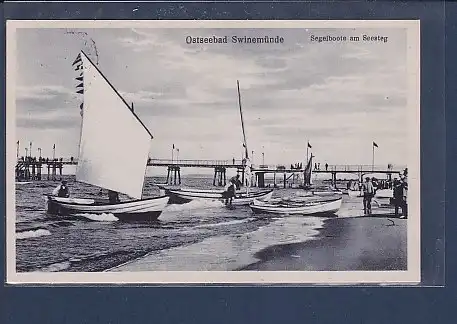 AK Ostseebad Swinemünde Segelboote am Seesteg 1930