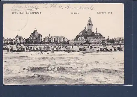 AK Ostseebad Swinemünde  Kurhaus  Bewegte See 1910