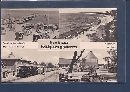 AK Gruß aus Kühlungsborn 4.Ansichten Molly auf dem Bahnhof 1957