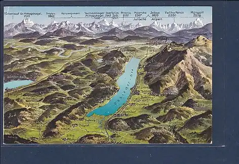 AK Ossiacher See mit Kanzelbahn und Umgebung aus der Vogelschau 1929