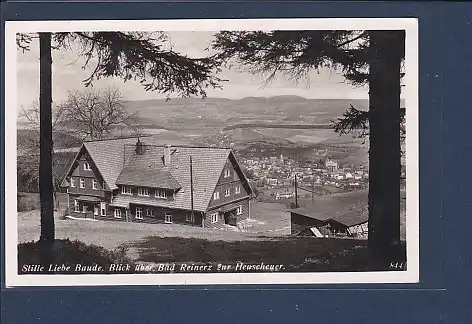 AK Stille Liebe Baude Blick über Bad Reinerz zur Heuscheuer 1940