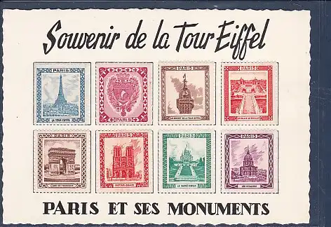 AK Souvenir de la Tour Eiffel  Paris et ses Monuments 1950
