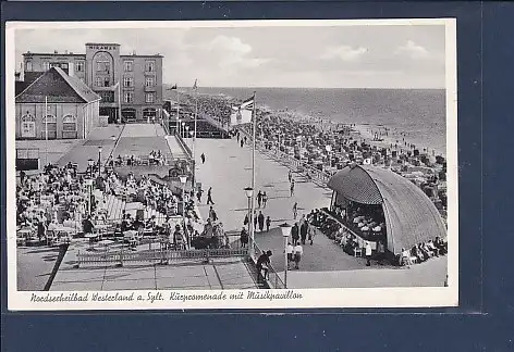 AK Westerland a. Sylt Kurpromenade mit Musikpavillon 1956