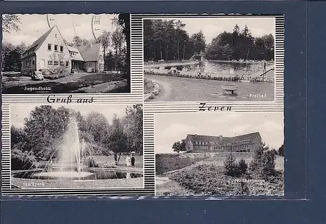 AK Gruß aus Zeven 4.Ansichten Jugendheim - Freibad 1969