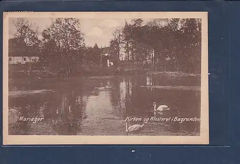 [Ansichtskarte] AK Mariager Kirken og Klosteret i. Bagrunden 1918. 