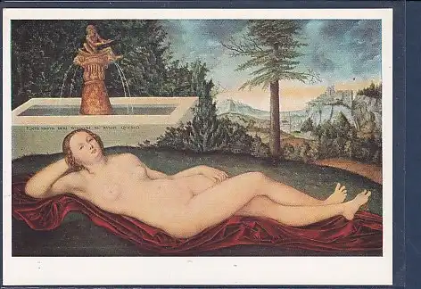 [Ansichtskarte] AK Lucas Cranach Ruhende Quellnymphe am Brunnen 1518 Museum Leipzig 1953. 