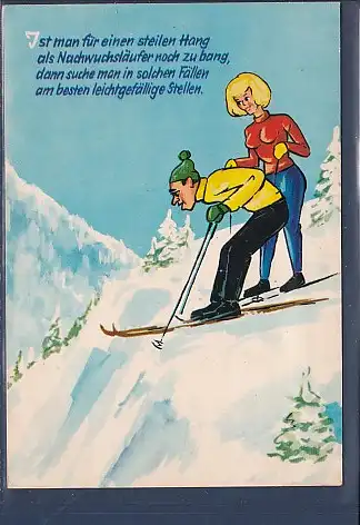 [Ansichtskarte] AK Ist man für einen steilen Hang als Nachwuchsläufer noch zu Bang 1970. 