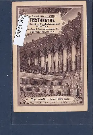 [Ansichtskarte] AK The Showplace of Detroit Fox Theatre The Auditorium 1920. 